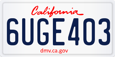 CA license plate 6UGE403