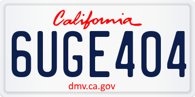 CA license plate 6UGE404