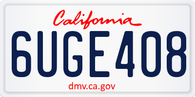 CA license plate 6UGE408