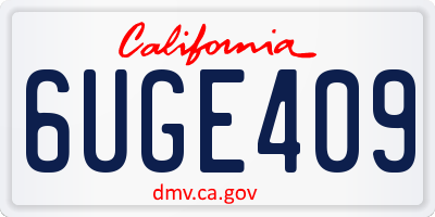 CA license plate 6UGE409