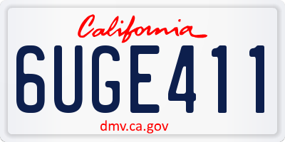 CA license plate 6UGE411
