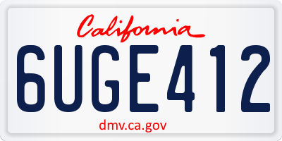 CA license plate 6UGE412