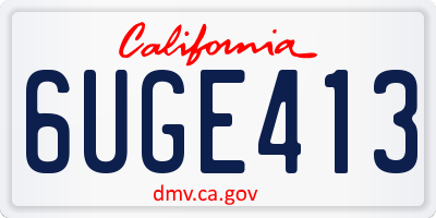 CA license plate 6UGE413