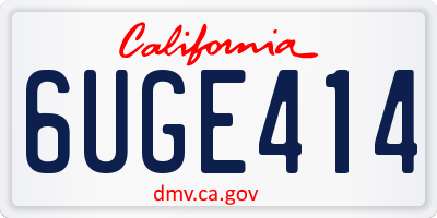 CA license plate 6UGE414