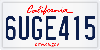 CA license plate 6UGE415