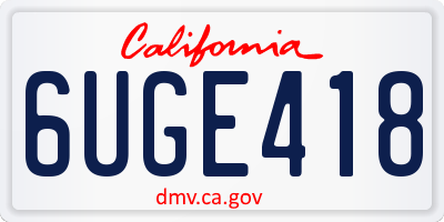 CA license plate 6UGE418
