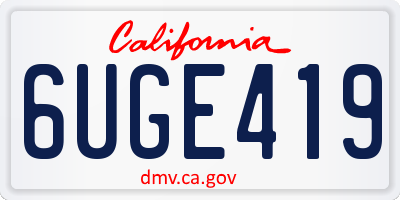 CA license plate 6UGE419