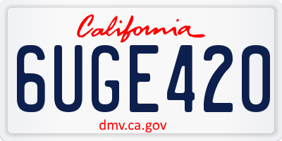 CA license plate 6UGE420