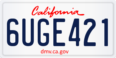 CA license plate 6UGE421