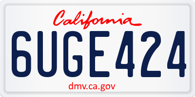 CA license plate 6UGE424