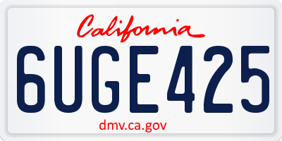 CA license plate 6UGE425