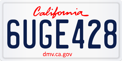 CA license plate 6UGE428