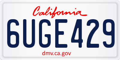 CA license plate 6UGE429