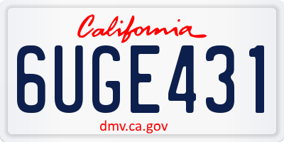 CA license plate 6UGE431