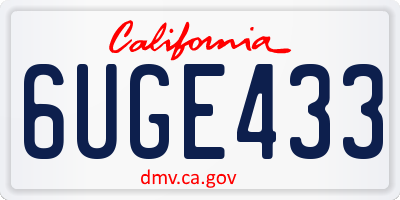 CA license plate 6UGE433