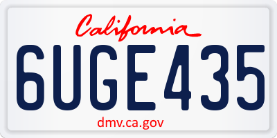 CA license plate 6UGE435