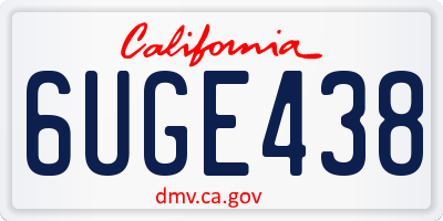CA license plate 6UGE438