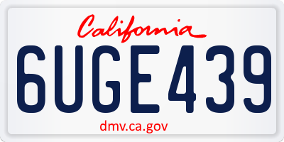 CA license plate 6UGE439