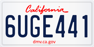 CA license plate 6UGE441