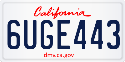 CA license plate 6UGE443