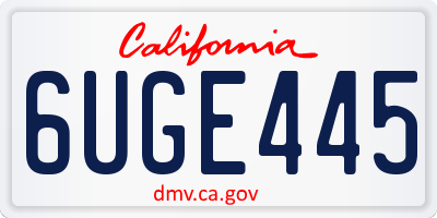 CA license plate 6UGE445
