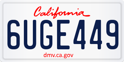 CA license plate 6UGE449