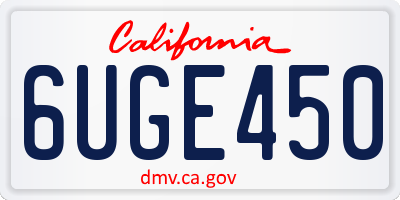 CA license plate 6UGE450