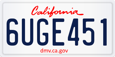 CA license plate 6UGE451