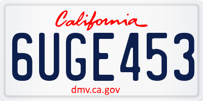 CA license plate 6UGE453