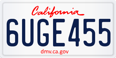 CA license plate 6UGE455