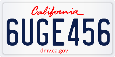 CA license plate 6UGE456