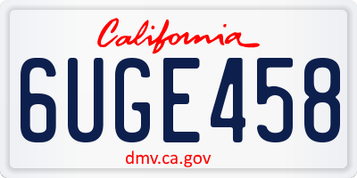 CA license plate 6UGE458