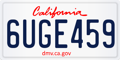 CA license plate 6UGE459