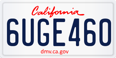 CA license plate 6UGE460