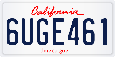 CA license plate 6UGE461
