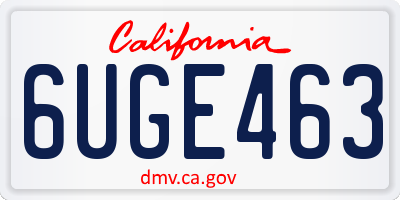CA license plate 6UGE463