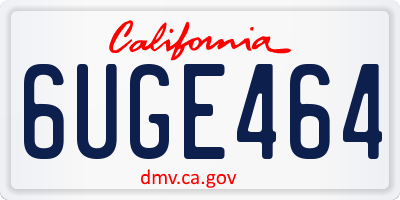 CA license plate 6UGE464