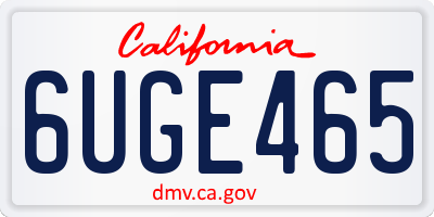 CA license plate 6UGE465