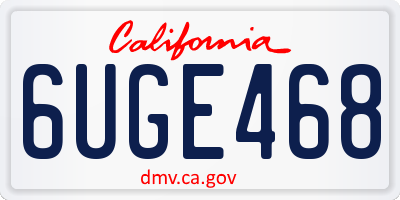 CA license plate 6UGE468