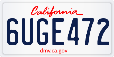 CA license plate 6UGE472