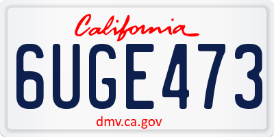 CA license plate 6UGE473