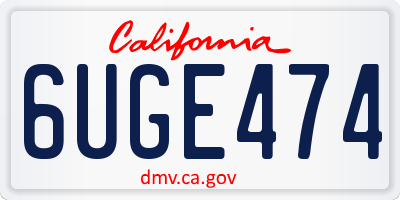 CA license plate 6UGE474