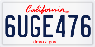 CA license plate 6UGE476