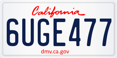 CA license plate 6UGE477