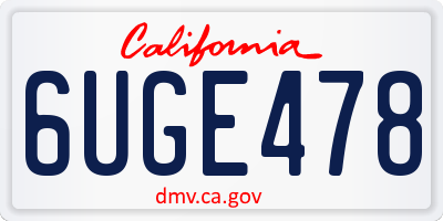 CA license plate 6UGE478
