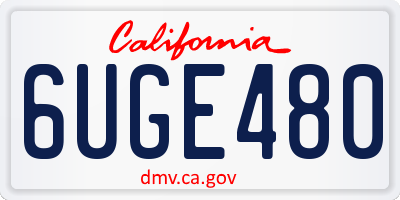 CA license plate 6UGE480