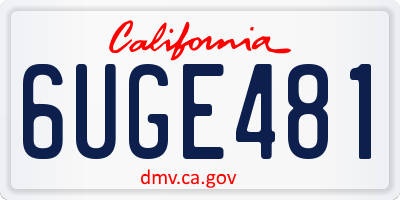 CA license plate 6UGE481