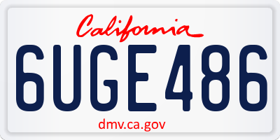 CA license plate 6UGE486