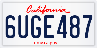 CA license plate 6UGE487