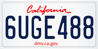CA license plate 6UGE488